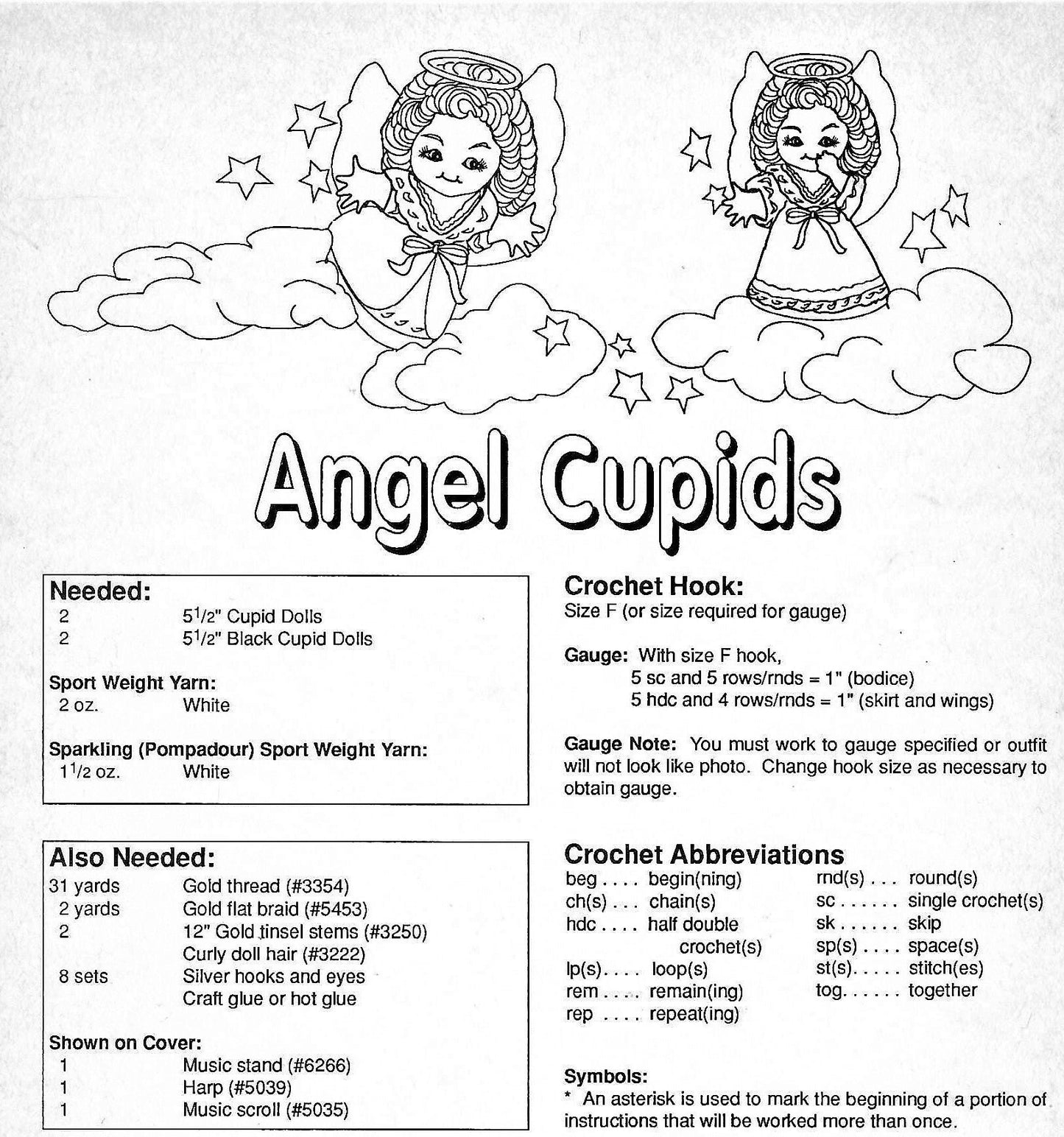 Vintage Crochet Pattern 5.5" Cutie Cupid Christmas Angel Dolls Kewpie Impkins Dolls PDF Instant Digital Download 4 Designs 10 Ply