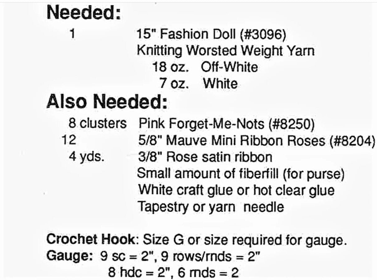 Vintage Crochet Pattern Southern Belle Feminine Outfit for 15 Inch Fashion Dolls Constance Dress Hat PDF Instant Digital Download 10 Ply