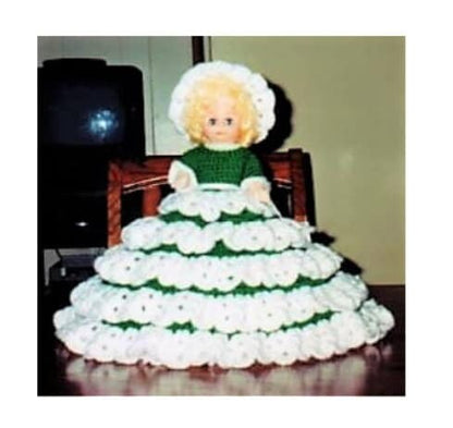 Vintage Crochet Pattern 13" Pretty Bed Doll Tiered Shell Stitch Ruffle Dress & Hat PDF Instant Digital Download 10 Ply