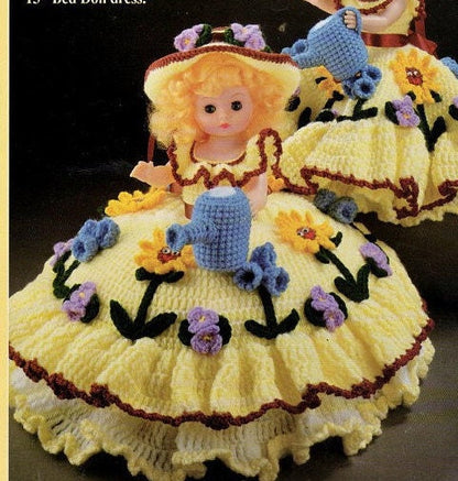 Vintage Crochet Pattern 13" Bed Doll Mary Quite Contrary Pillow Doll Dress Springtime Outfit PDF Instant Digital Download 10 Ply