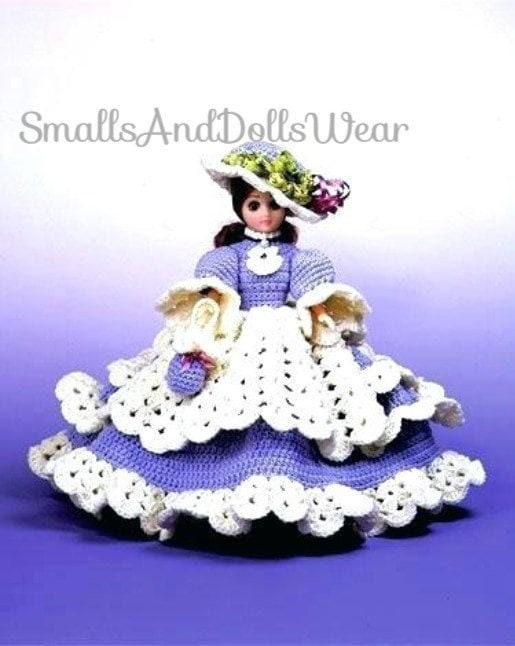 Vintage Crochet Pattern Pretty Martha Bed Doll Dress Hat Purse 15 inch Doll PDF Instant Digital Download Fashion Doll Outfit 10 Ply
