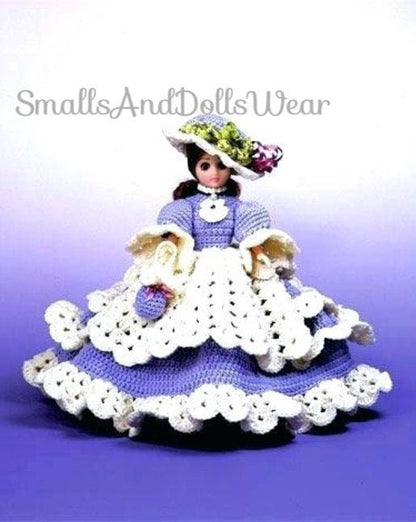 Vintage Crochet Pattern Pretty Martha Bed Doll Dress Hat Purse 15 inch Doll PDF Instant Digital Download Fashion Doll Outfit 10 Ply