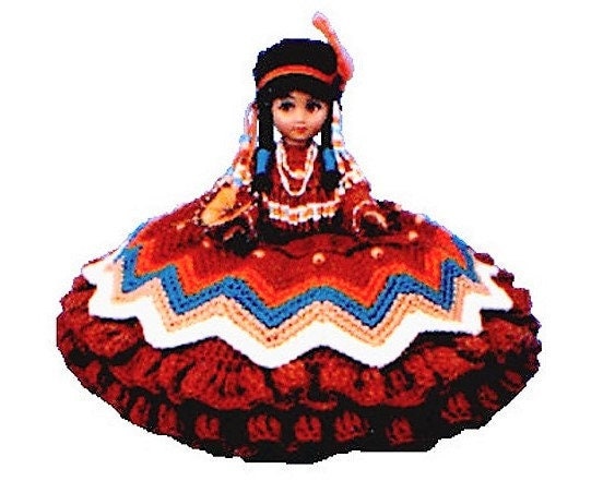Vintage Crochet Pattern Indian Princess Pillow Doll Bed Doll PDF Instant Digital Download 10 Ply Beaded Embellishments