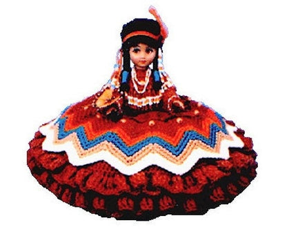 Vintage Crochet Pattern Indian Princess Pillow Doll Bed Doll PDF Instant Digital Download 10 Ply Beaded Embellishments