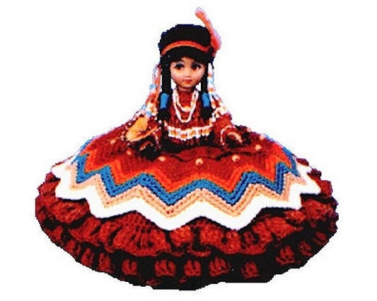Vintage Crochet Pattern Indian Princess Pillow Doll Bed Doll PDF Instant Digital Download 10 Ply Beaded Embellishments