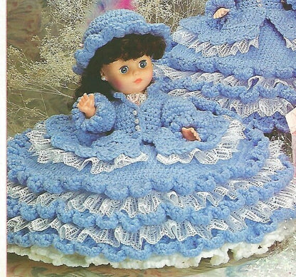 Vintage Crochet Pattern Audrey Victorian Bed Doll Music Box or Pillow Doll Dress Hat Outfit  13 Inch Dolls PDF Instant Digital Download