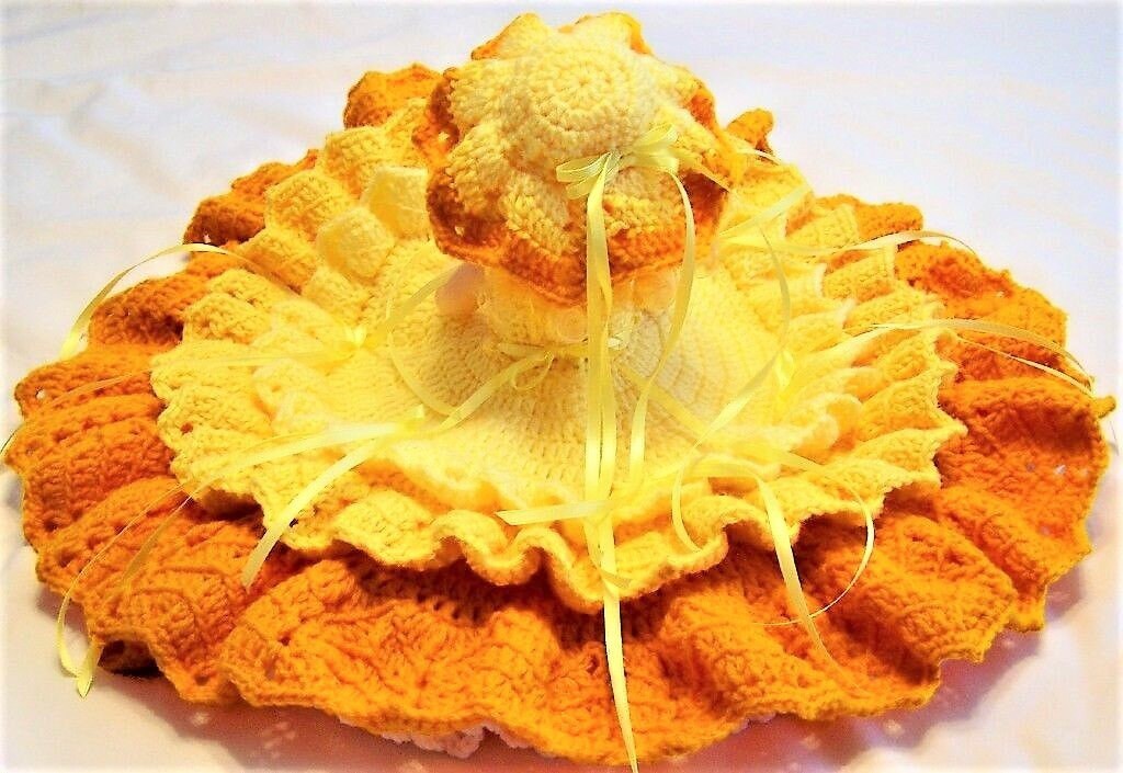 Vintage Crochet Pattern Merry Sunshine Bed Doll Summer Sun Outfit Dress PDF Instant Digital Download 13 Inch Dolls 10 Ply