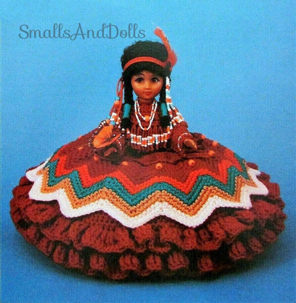 Vintage Crochet Pattern Indian Princess Pillow Doll Bed Doll PDF Instant Digital Download 10 Ply Beaded Embellishments