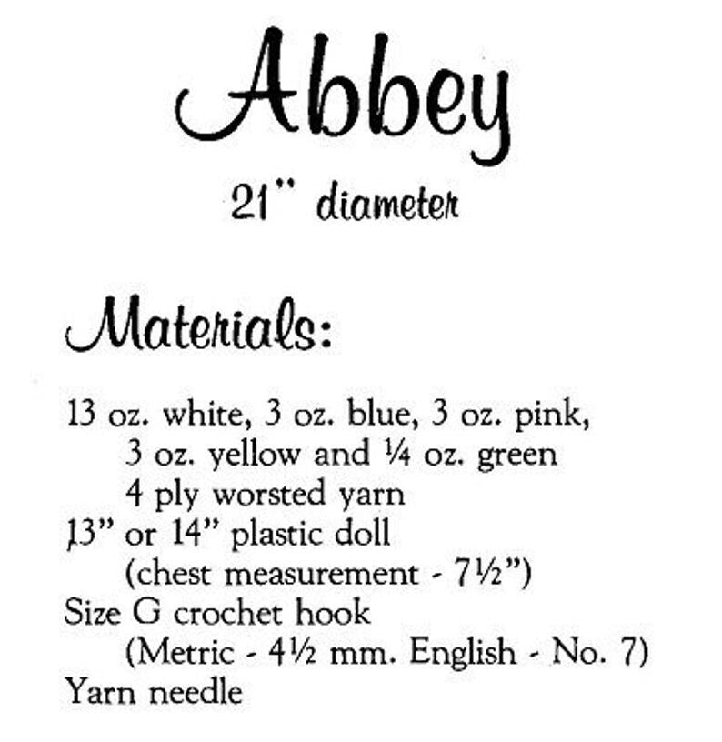 Vintage Crochet Pattern 13" Abbey Bed Doll Ruffle Dress Hat Outfit PDF Instant Digital Download Sweet Dreams Dumplin Designs 10 Ply