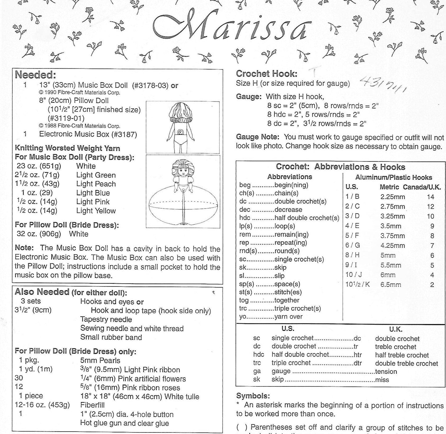 Vintage Crochet Pattern Rainbow Party Dress Wedding Dress Bed Doll Music Box Pillow Doll Outfits  13 Inch Dolls PDF Instant Digital Download