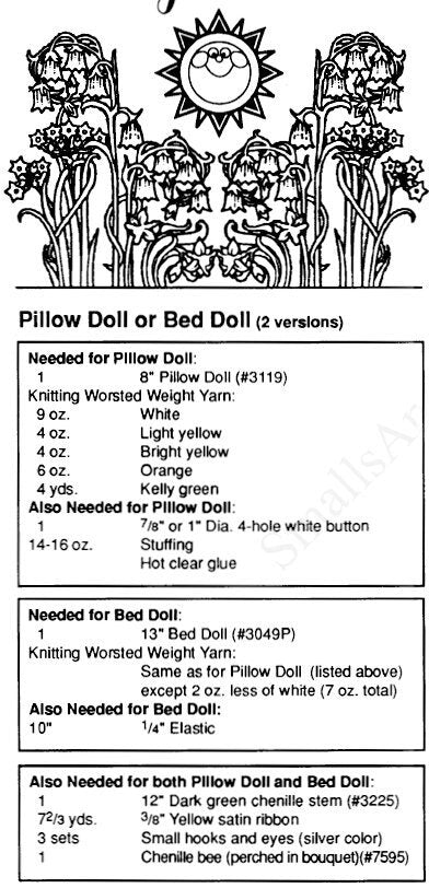 Vintage Crochet Pattern Merry Sunshine Bed Doll Summer Sun Outfit Dress PDF Instant Digital Download 13 Inch Dolls 10 Ply