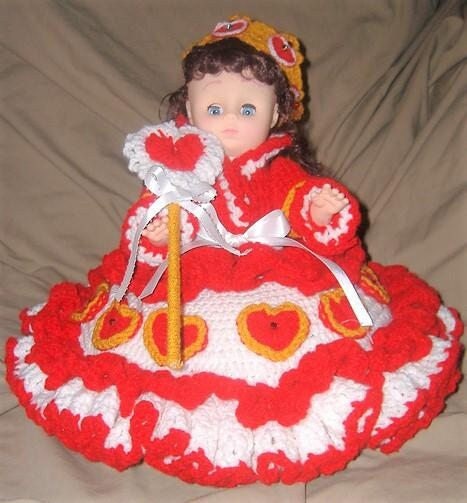 Vintage Crochet Pattern Queen of Hearts Bed Doll Music Box or Pillow Doll Dress Outfits 13 Inch Dolls PDF Instant Digital Download 10 Ply