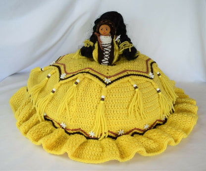 Vintage Crochet Pattern 13" Cactus Flower Indian Princess Pillow or Standing Bed Doll Outfit Dress PDF Instant Digital Download 10 Ply