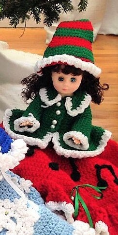 Vintage Crochet Pattern Christmas 13" Bed Doll Music Box or Pillow Doll Carolers Dress Outfits PDF Instant Digital Download 10 Ply