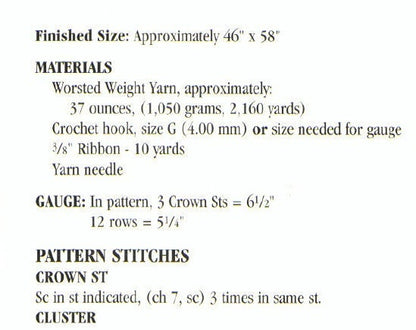 Vintage Crochet Pattern Victorian Lace Afghan Throw PDF Instant Digital Download Heirloom Christening Lapghan Ecru White 46x58