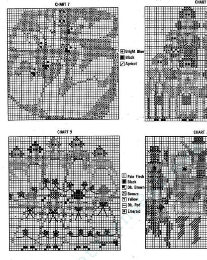 Vintage Crochet Afghan Pattern The Twelve 12 Days of Christmas Blanket PDF Instant Digital Download Cross Stitch Tunisian Stitch 5 Ply