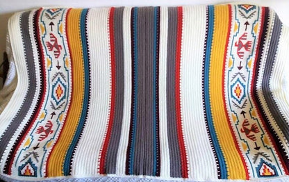 Vintage Crochet Afghan Indian Blanket Pattern PDF Instant Digital Download Navajo Southwestern Aztec Tunisian Stitch 50x70 10 Ply