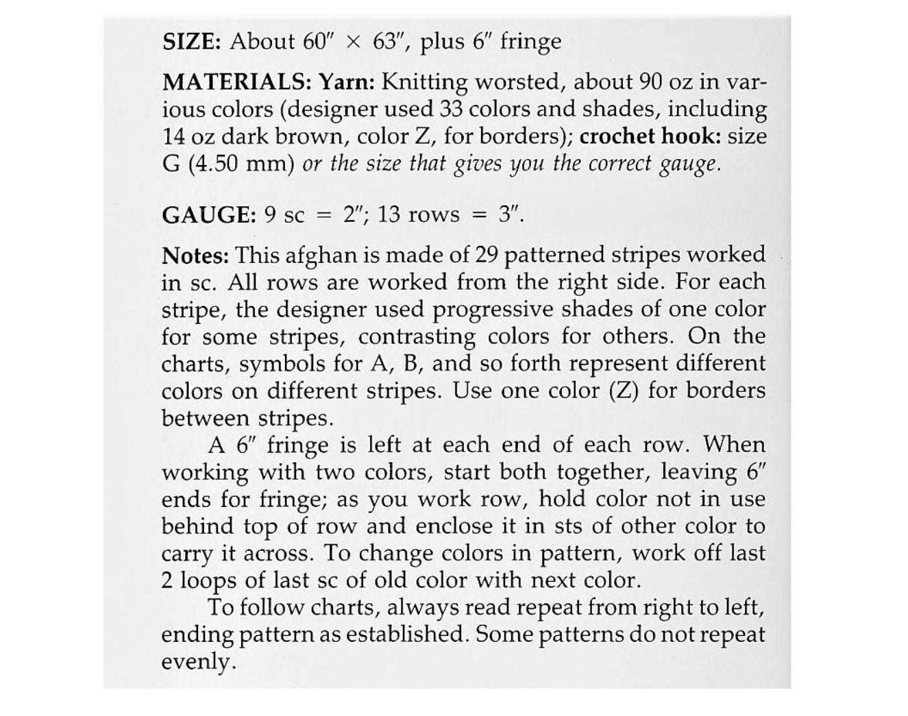 Vintage Crochet Pattern Striped Odyssey Banded Afghan Blanket PDF Instant Digital Download Scrap Yarn Throw 29 Patterned Stripes 10 Ply