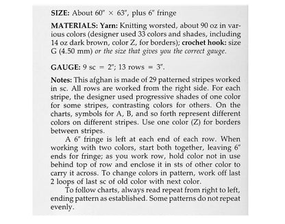 Vintage Crochet Pattern Striped Odyssey Banded Afghan Blanket PDF Instant Digital Download Scrap Yarn Throw 29 Patterned Stripes 10 Ply