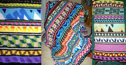 Vintage Crochet Pattern Striped Odyssey Banded Afghan Blanket PDF Instant Digital Download Scrap Yarn Throw 29 Patterned Stripes 10 Ply