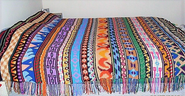 Vintage Crochet Pattern Striped Odyssey Banded Afghan Blanket PDF Instant Digital Download Scrap Yarn Throw 29 Patterned Stripes 10 Ply