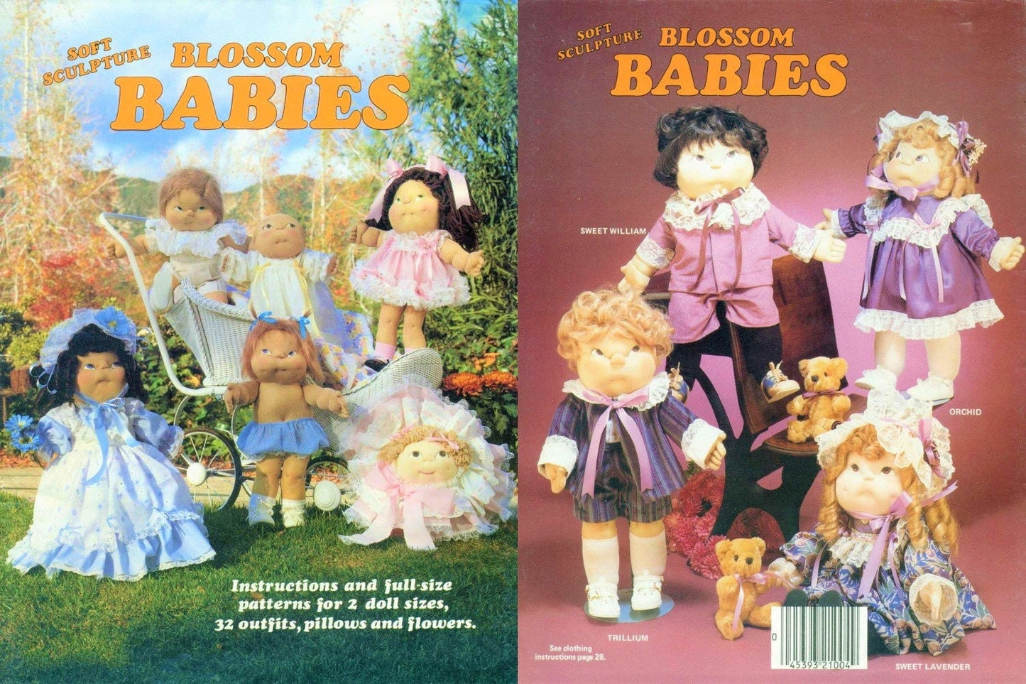 Vintage Sewing Patterns 18" 24" Soft Sculpture Toy Dolls Old Fashioned Outfits PDF Instant Digital Download Girl Boy and Pillow Face Dollys