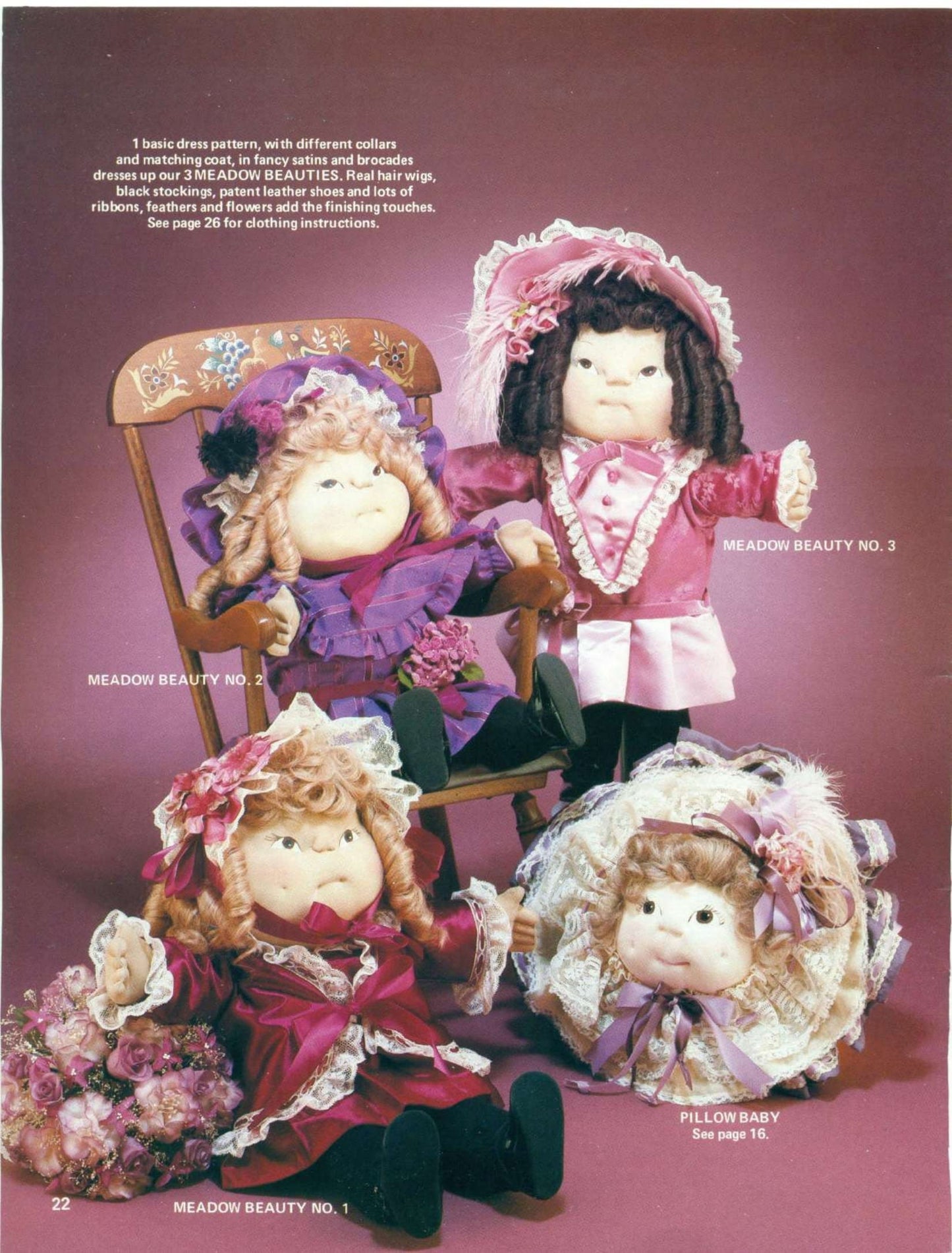 Vintage Sewing Patterns 18" 24" Soft Sculpture Toy Dolls Old Fashioned Outfits PDF Instant Digital Download Girl Boy and Pillow Face Dollys