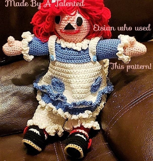 Vintage Crochet Pattern 20" Classic Raggedy Ann & Andy Rag Dolls PDF Instant Digital Download Cute Amigurumi Soft Toy Dolls 10 Ply