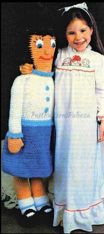 Vintage Crochet Pattern Giant Life Sized Doll 39 Inch Tall PDF Instant Download Soft Toy Plush Tall Large Amigurumi Dolly 10 Ply
