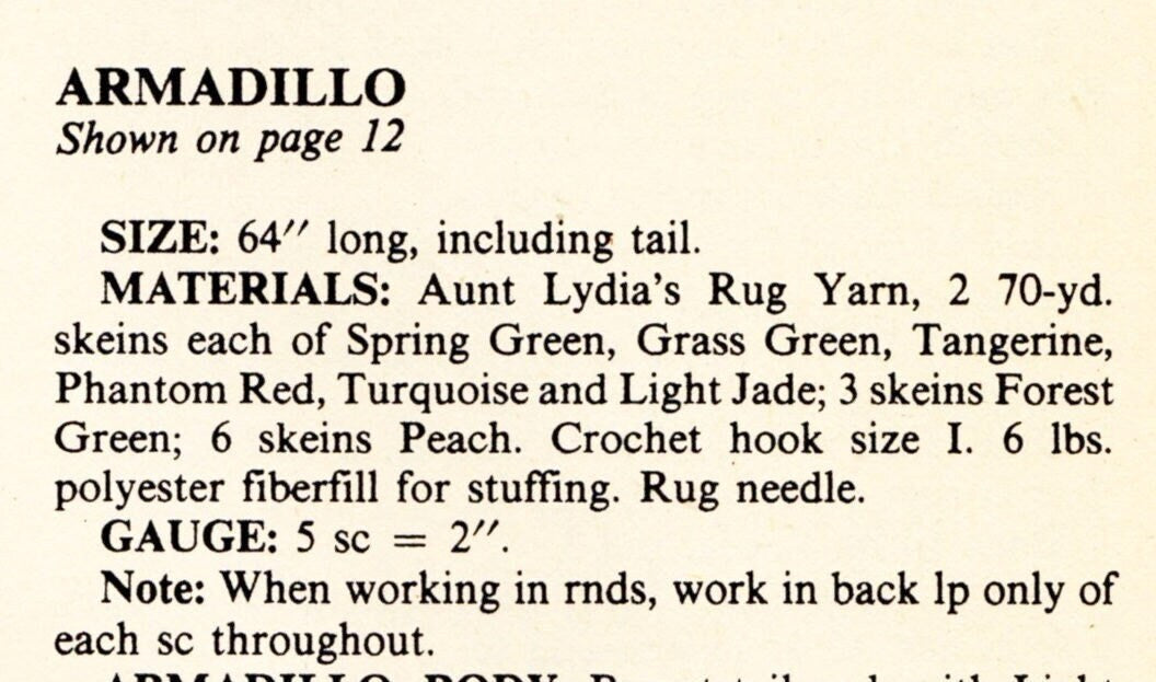 Vintage Crochet Pattern Large 4-5 Ft Caterpillar Armadillo Soft Toy Dolls Floor Pillows PDF Instant Digital Download Retro Amigurumi Plushie
