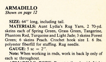 Vintage Crochet Pattern Large 4-5 Ft Caterpillar Armadillo Soft Toy Dolls Floor Pillows PDF Instant Digital Download Retro Amigurumi Plushie