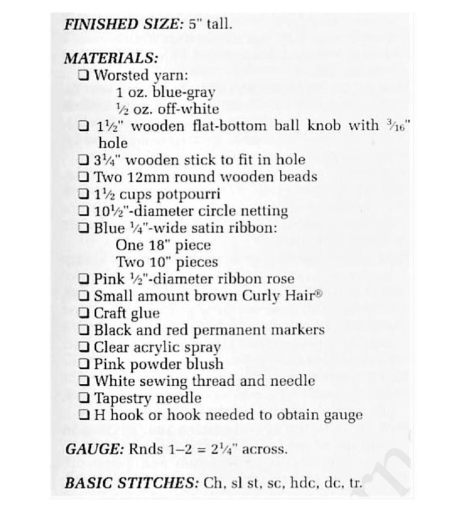 Vintage Crochet Pattern 5" Cute Angel Dolls PDF Instant Digital Download Ruffled Dresses 4 Potpourri Angel Designs 10 Ply