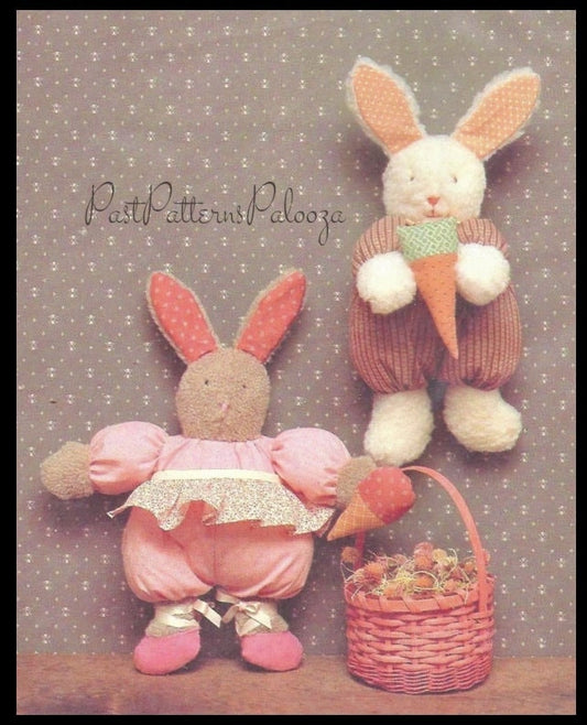 Vintage Sewing Pattern 13" Easter Bunny Girl Boy Soft Toy Dolls PDF Instant Digital Download
