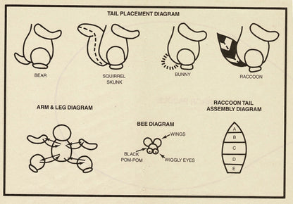 Vintage Sewing Pattern Mini 5" Soft Sculpture Forest Animal Dolls Woodland Friends PDF Instant Digital Download Raccoon Skunk Squirrel Bunny