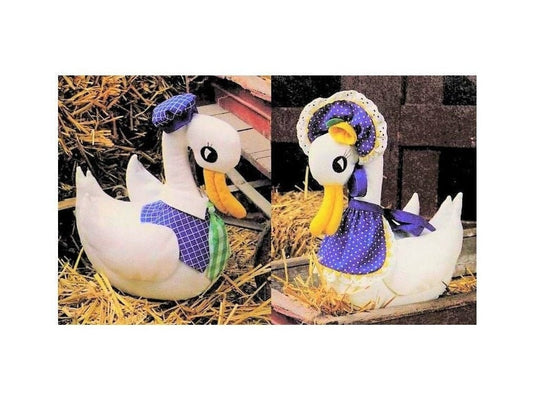 Vintage Sewing Pattern 14" Country Easter Goose Couple Soft Sculpture Dolls PDF Instant Digital Download Boy Girl Goose Gander Geese Toys