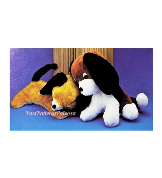 Vintage Sewing Pattern 16" Retro Puppy Dog Pals Soft Toy Dolls Plush Faux Fur Fabric PDF Instant Digital Download Stuffed Pet Dogs 2 Designs