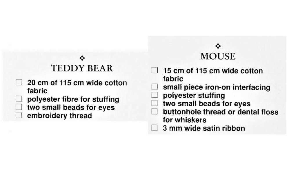 Vintage Sewing Pattern 12-14" Soft Sculpture Teddy Bears and A Mouse Toy Dolls Calico Gingham Chintz Fabric PDF Instant Digital Download