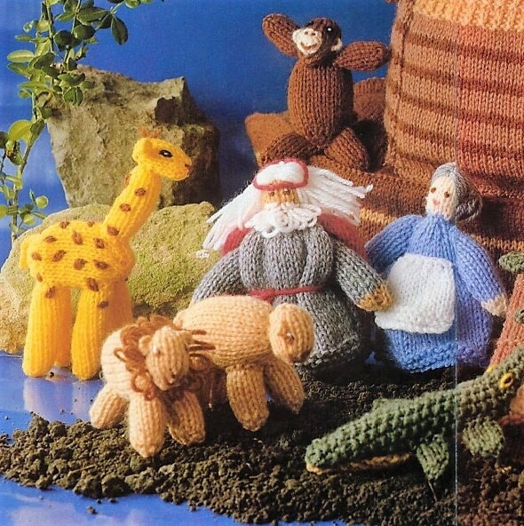 Vintage Knitting Pattern Knit Noahs Ark Amigurumi Dolls & Animals PDF Instant Digital Download Animal Soft Toys Ark Playset 10 Ply