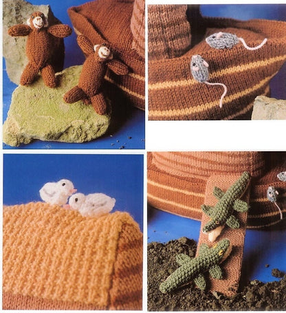 Vintage Knitting Pattern Knit Noahs Ark Amigurumi Dolls & Animals PDF Instant Digital Download Animal Soft Toys Ark Playset 10 Ply