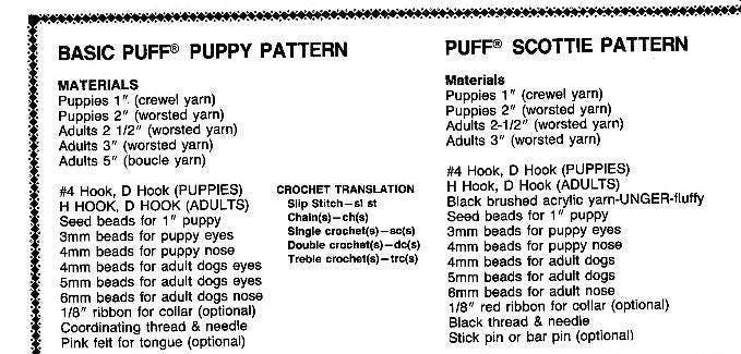 Vintage Crochet Pattern Mini Scottie Dog Puppies Amigurumi in 5 Sizes PDF Instant Digital Download Miniature Soft Toy Dolls