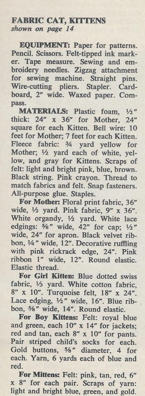 Vintage Sewing Pattern 16" Three Little Kittens Soft Fleece Toy Dolls PDF Instant Digital Download Kitty Cats To Sew Nursery Rhyme Plushies