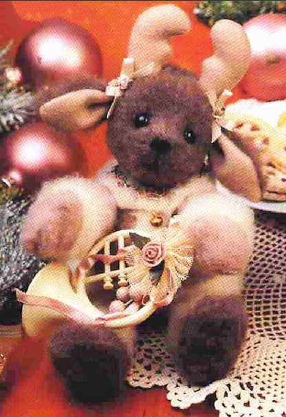 Vintage Sewing Pattern 12" Plush Felt Christmas Animal Dolls PDF Instant Digital Download Sewn Reindeer Bunny Elf Santa Bear Soft Toys