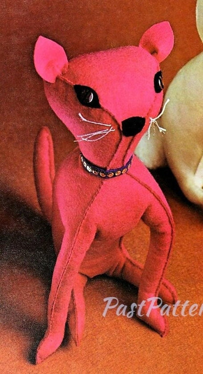 Vintage Sewing Pattern 12" Poodle Puppy Dog Kitty Cat Soft Sculpture Plush Dolls PDF Instant Digital Download Soft Toy Pets