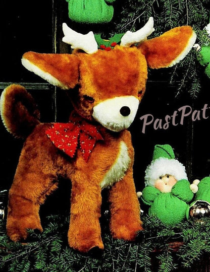 Vintage Christmas Sewing Pattern 18" Plush Santa Reindeer 9" Elves Soft Stuffed Toy Dolls PDF Instant Digital Download Sewn Holiday Softies