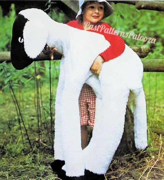Vintage Sewing Pattern 36" Giant Lamb and Donkey Stuffed Animals Fur Fabric Soft Toys PDF Instant Digital Download Sewn Jumbo Farm Dolls