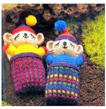Vintage Knitting Pattern 5" Sleepy Mice in Bunting Bags Sleeping Amigurumi Doll PDF Instant Digital Download Knitted Mouse Soft Toy 5 Ply