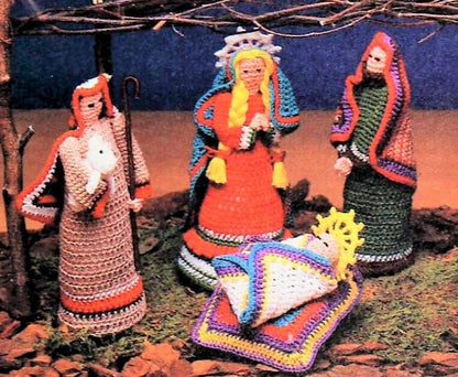 Vintage Crochet Pattern 6" Folk Art Christmas Nativity Set Soft Amigurumi Dolls PDF Instant Digital Download Six Figure Creche Cotton Thread