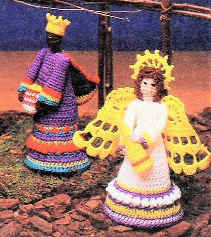 Vintage Crochet Pattern 6" Folk Art Christmas Nativity Set Soft Amigurumi Dolls PDF Instant Digital Download Six Figure Creche Cotton Thread
