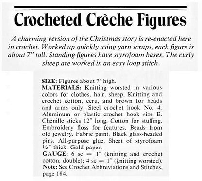 Vintage Crochet Pattern 7" Christmas Nativity Set Soft Creche Amigurumi Dolls PDF Instant Digital Download 8 Figures Loopy Lambs 10 Ply