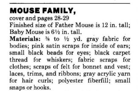 Vintage Sewing Pattern 6-12" Fabric Country Mouse Family Soft Sculpture Toy Dolls PDF Instant Digital Download Plush Sewn Mice